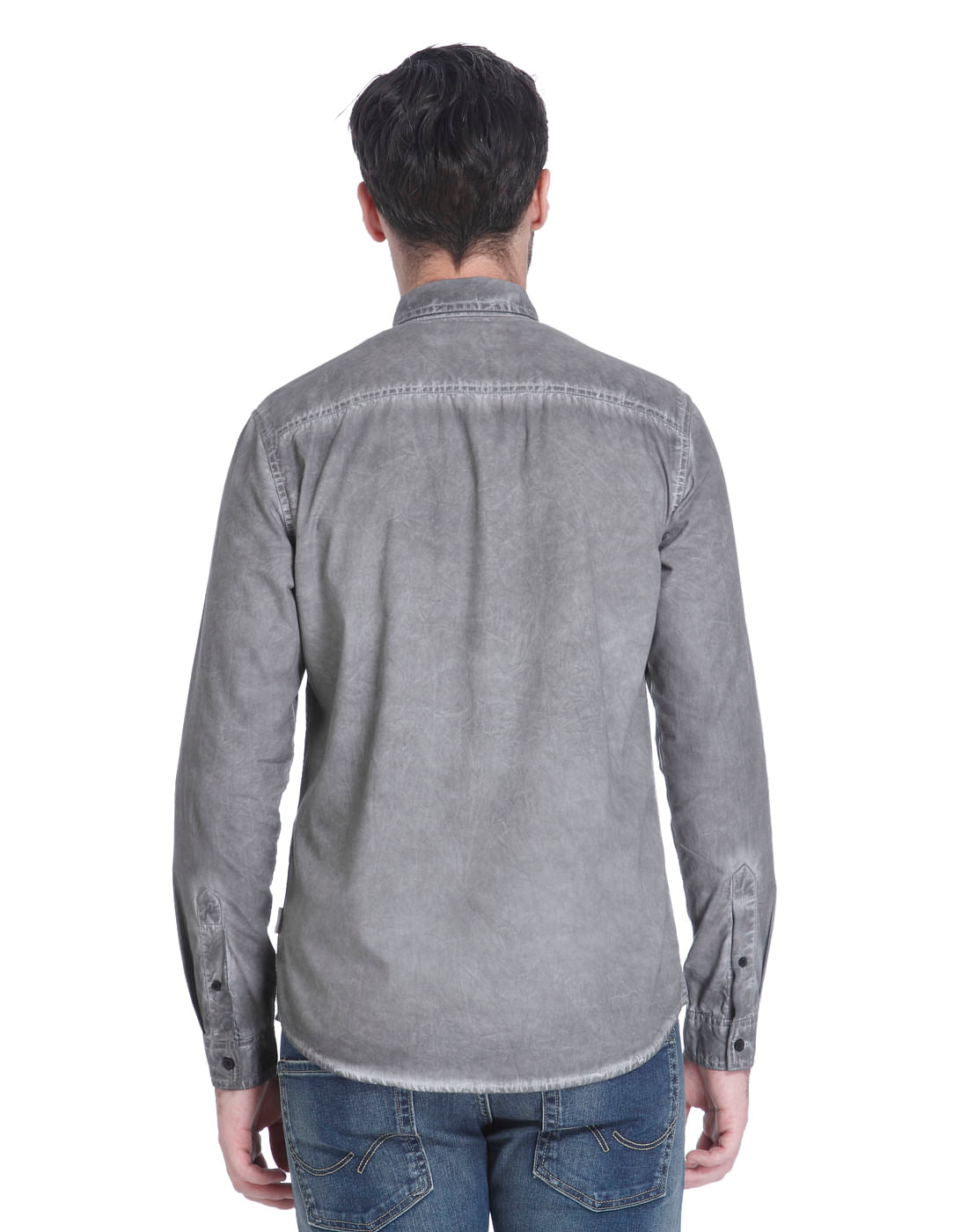 Grey Over Dyed Slim Fit Shirt