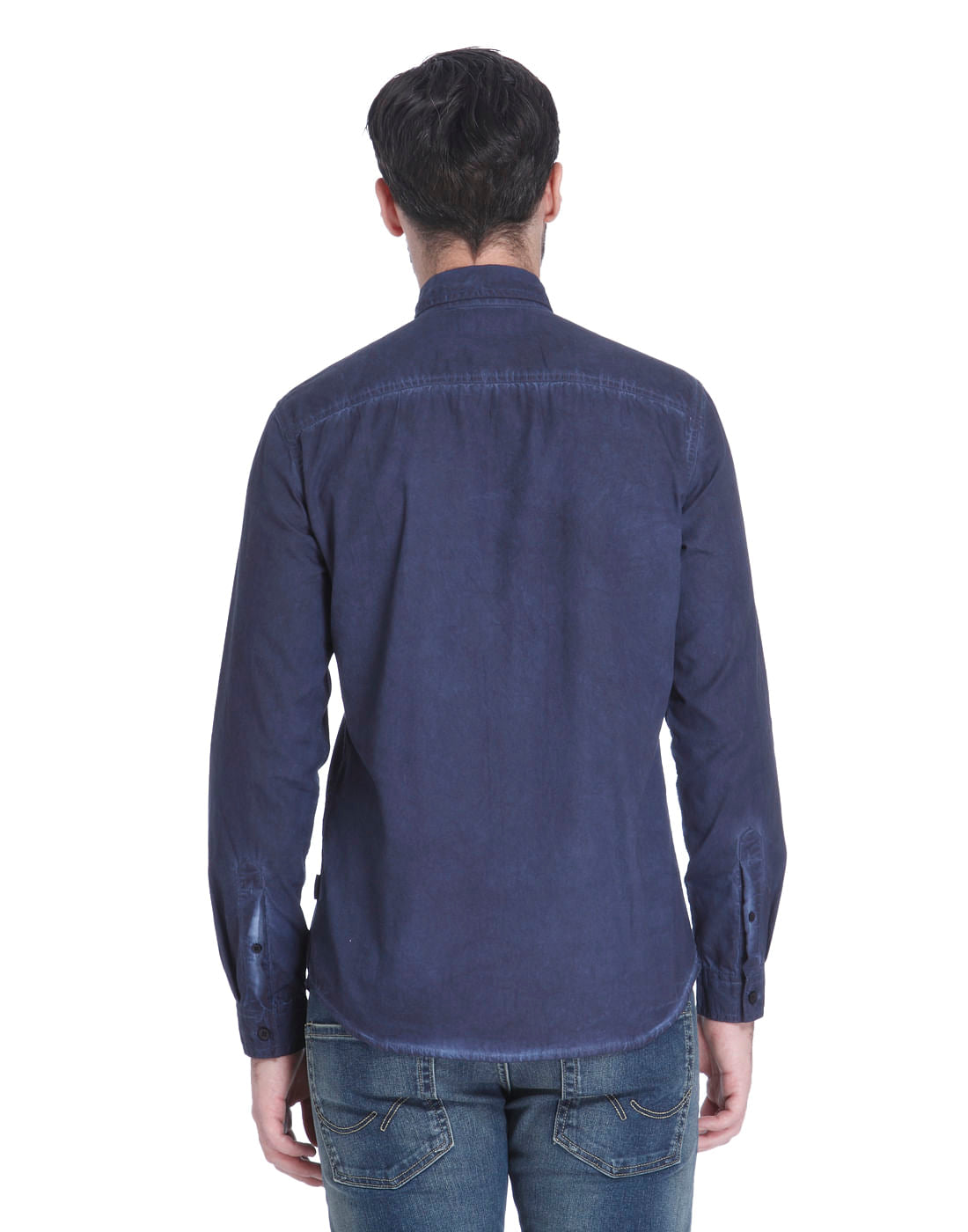 Dark Blue Over Dyed Slim Fit Shirt