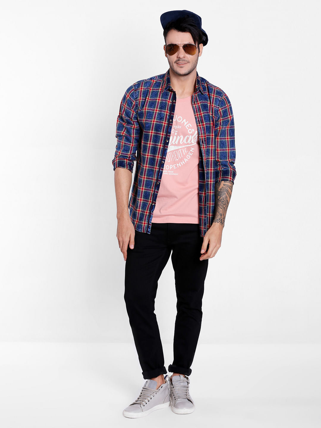 Blue Tartan Check Slim Fit Shirt