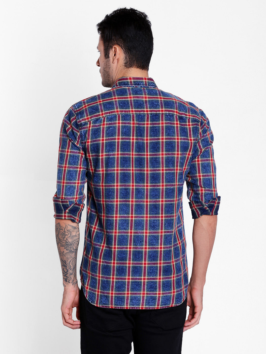 Blue Tartan Check Slim Fit Shirt