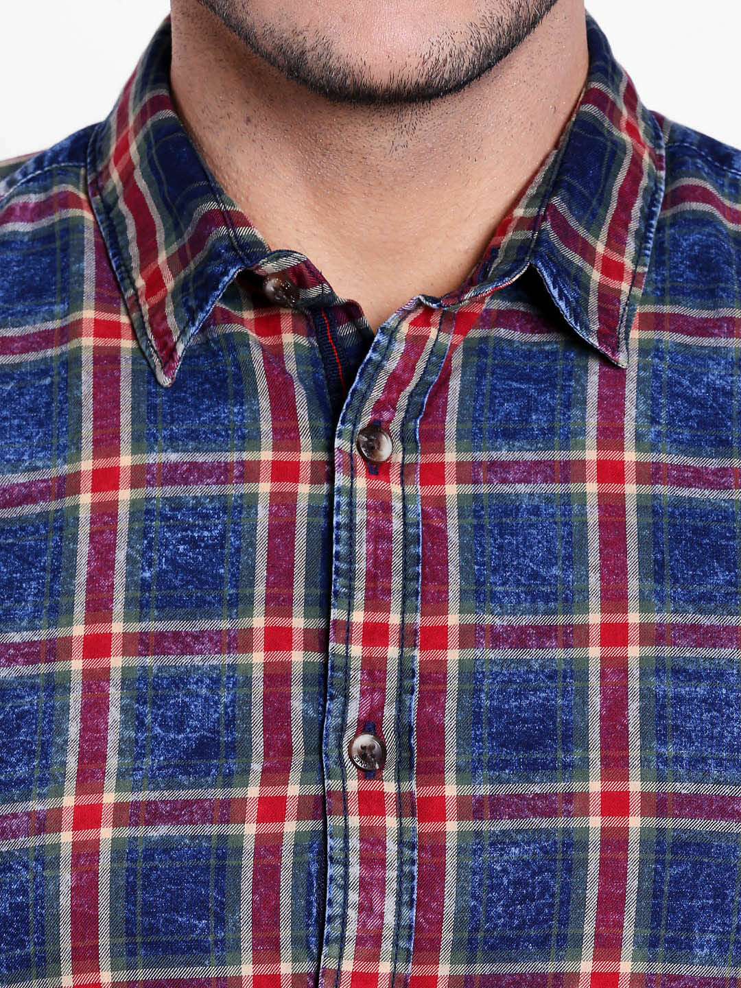 Blue Tartan Check Slim Fit Shirt