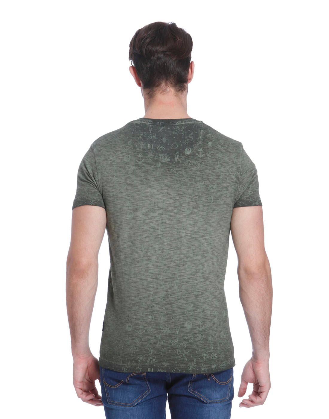 Green All Over Print Crew Neck T-Shirt