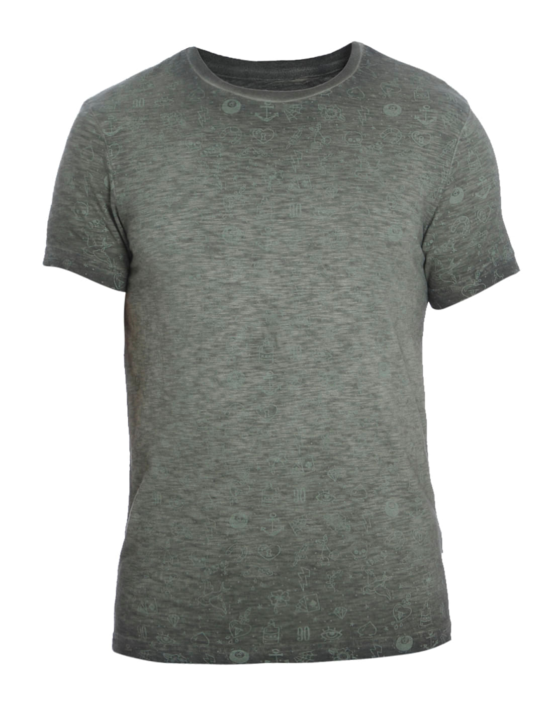 Green All Over Print Crew Neck T-Shirt
