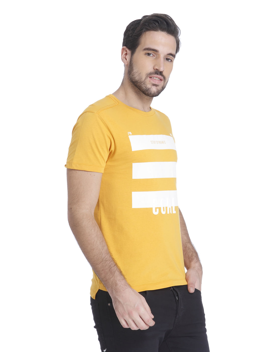 Yellow Graphic Print Crew Neck T-Shirt