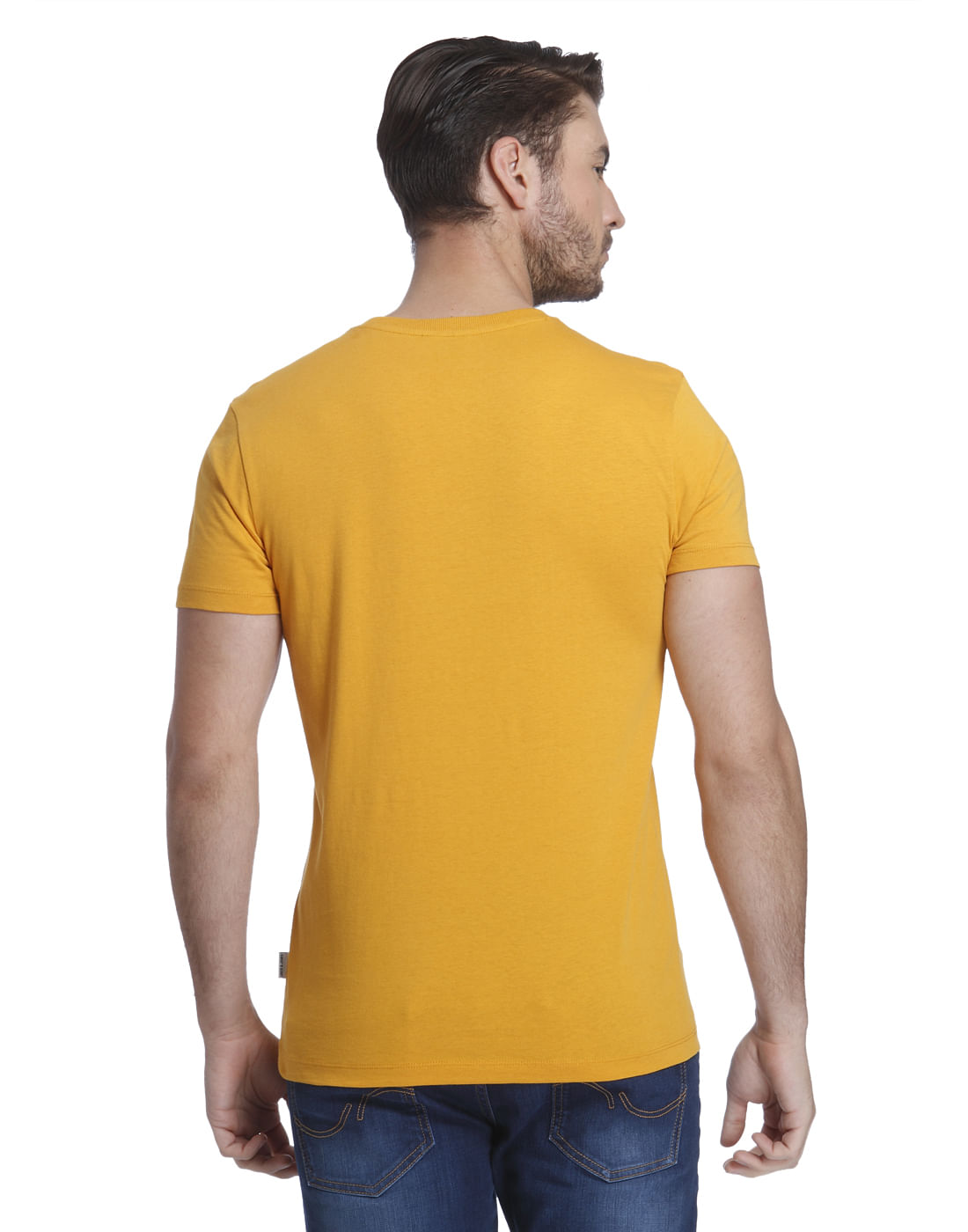 Yellow Logo Printed Crew Neck T-Shirt