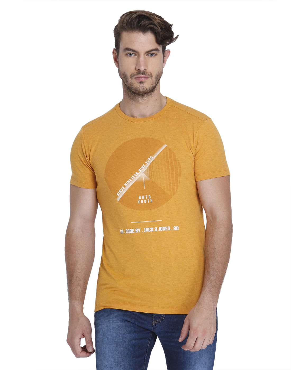Orange Graphic Print Crew Neck T-Shirt - S
