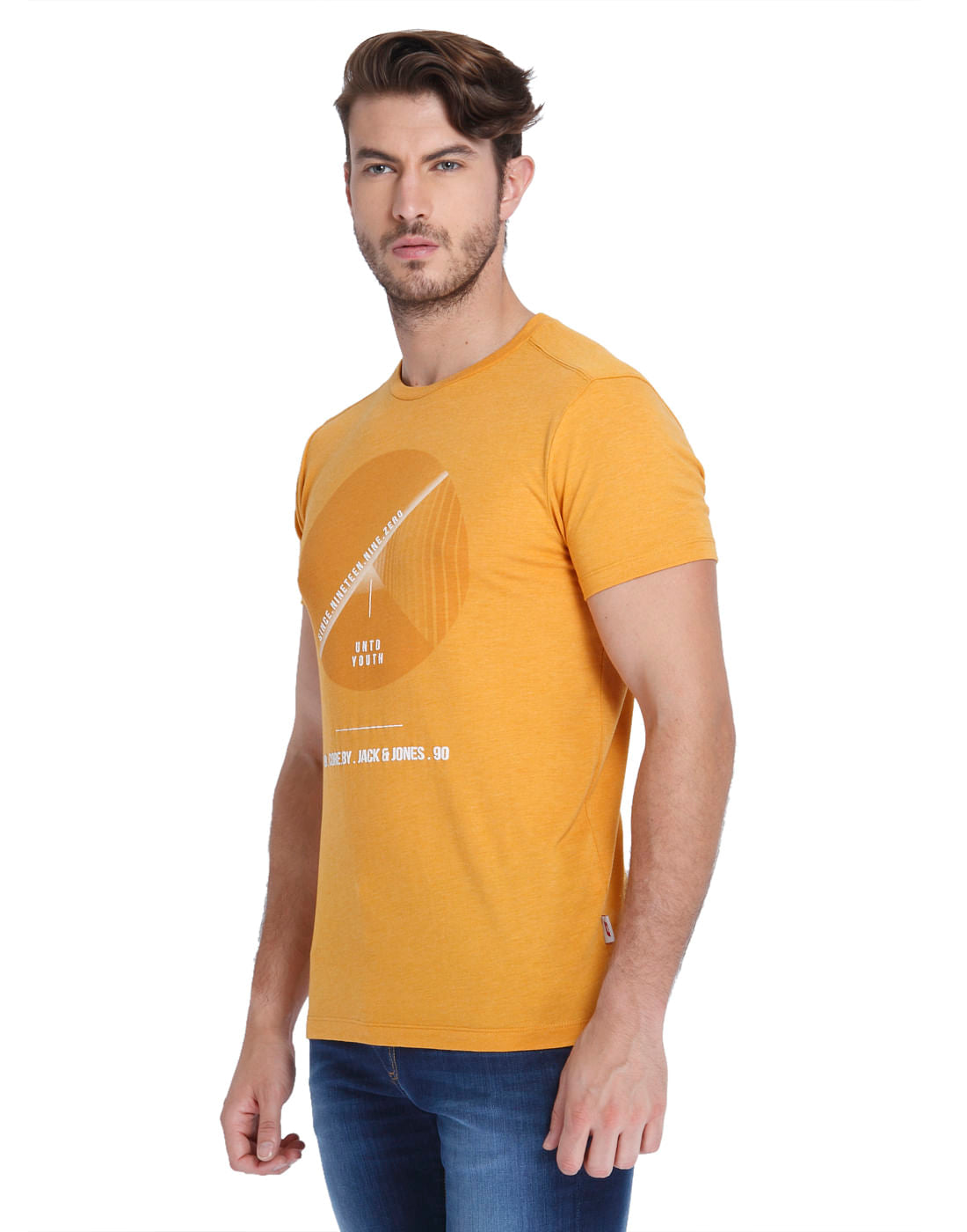 Orange Graphic Print Crew Neck T-Shirt
