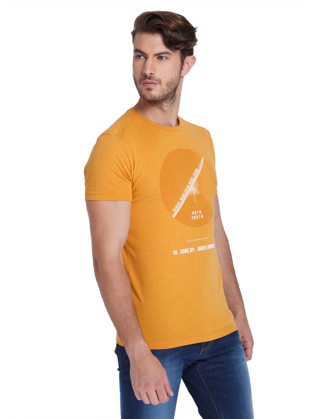 Orange Graphic Print Crew Neck T-Shirt
