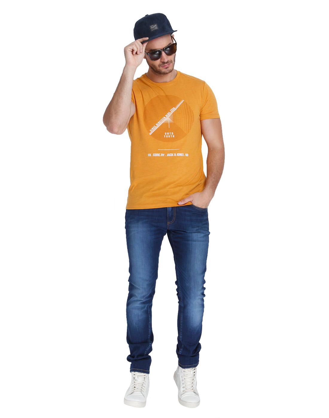 Orange Graphic Print Crew Neck T-Shirt
