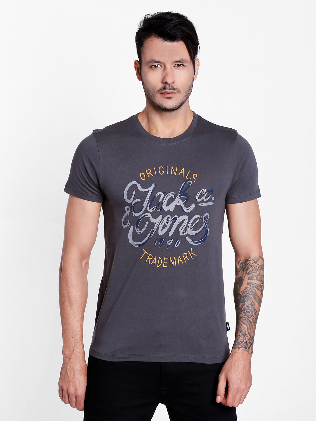 Grey Paint Logo Crew Neck T-Shirt - S