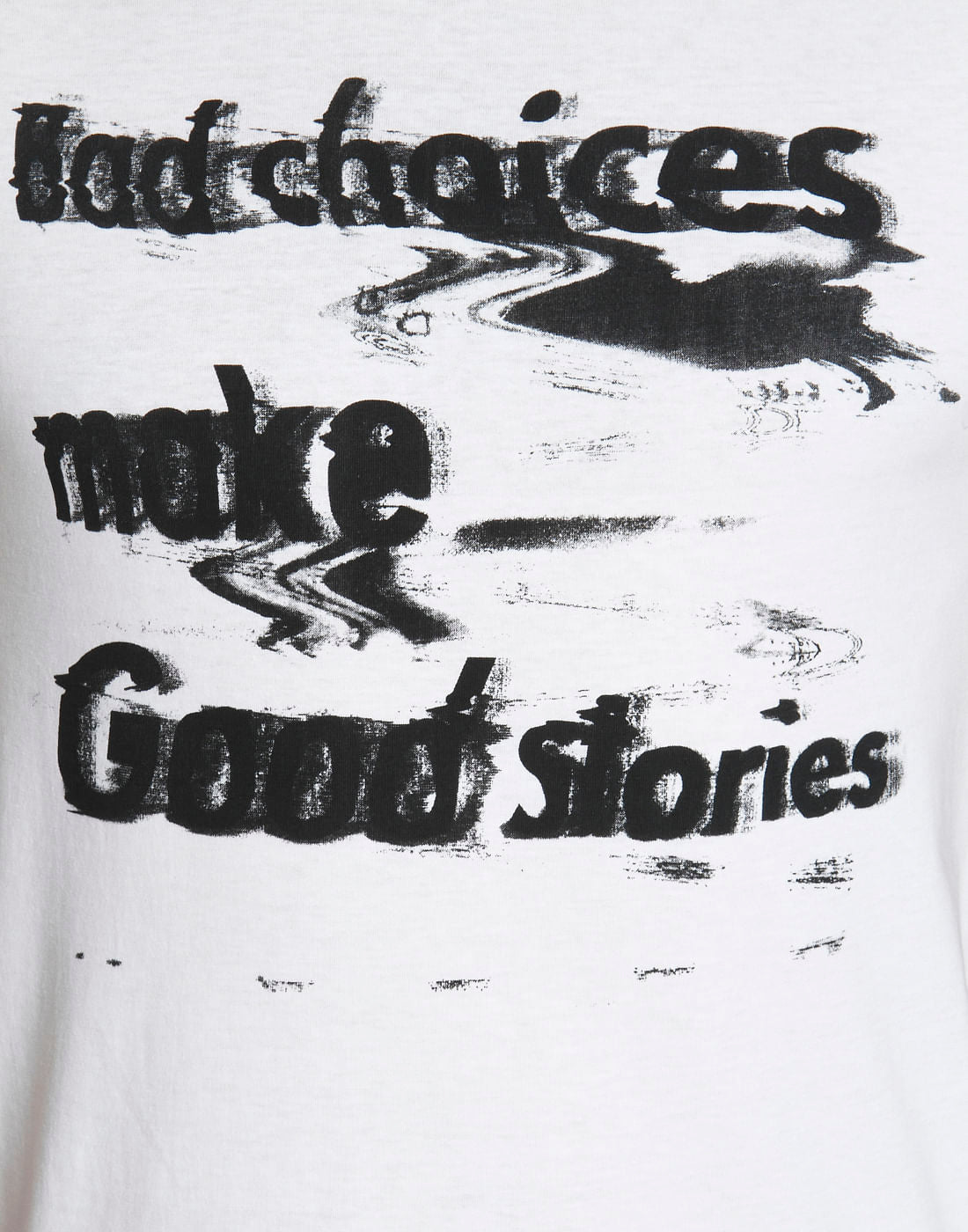 White Text Print Crew Neck T-Shirt