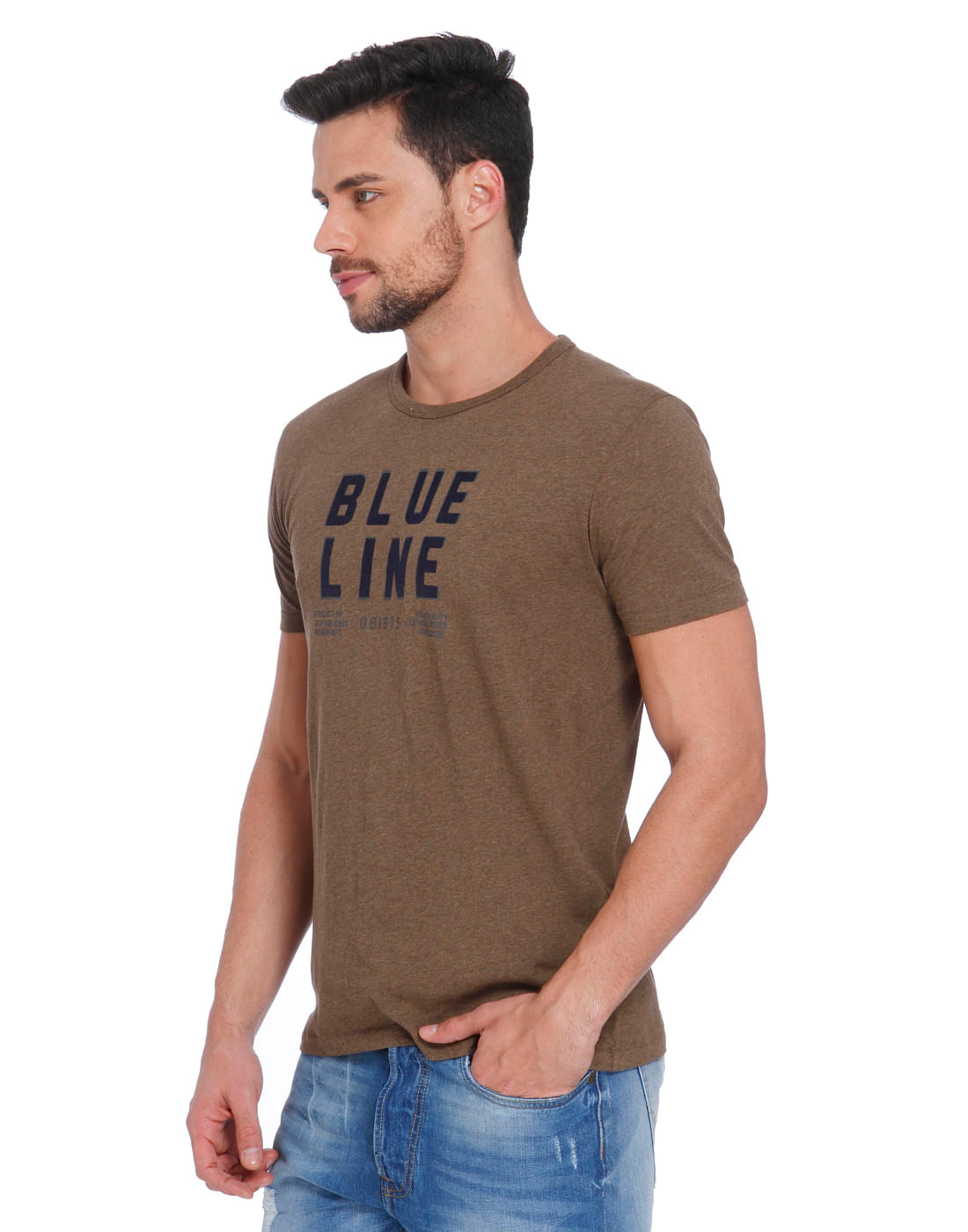Brown Text Print Crew Neck T-Shirt
