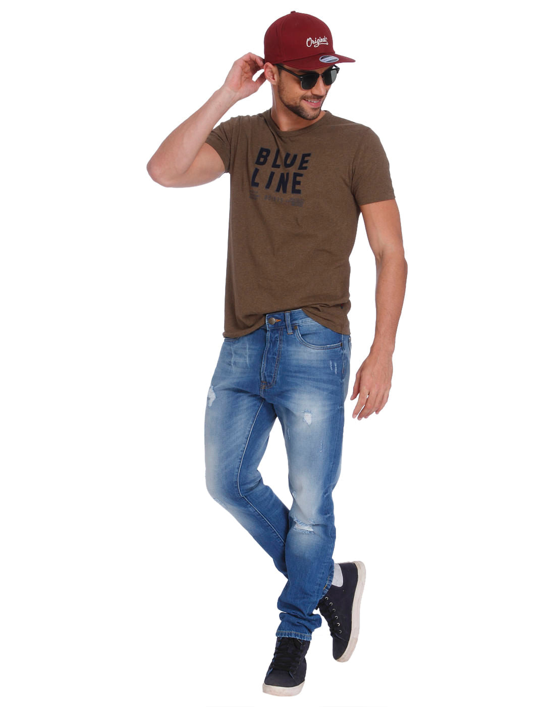 Brown Text Print Crew Neck T-Shirt
