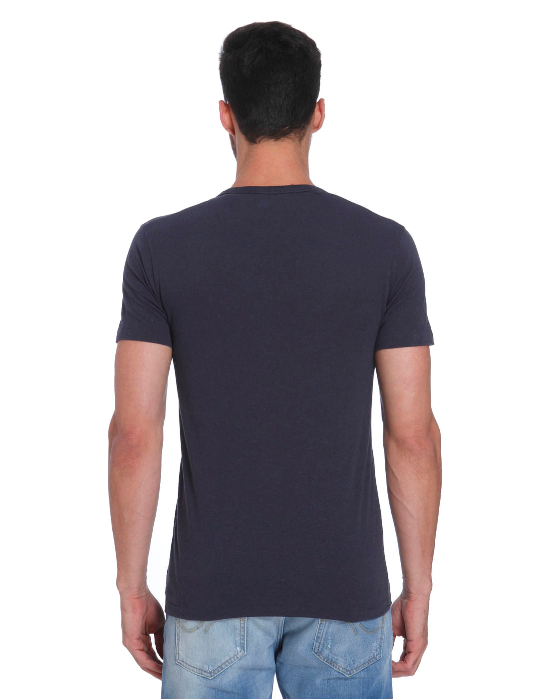Blue Text Print Crew Neck T-Shirt
