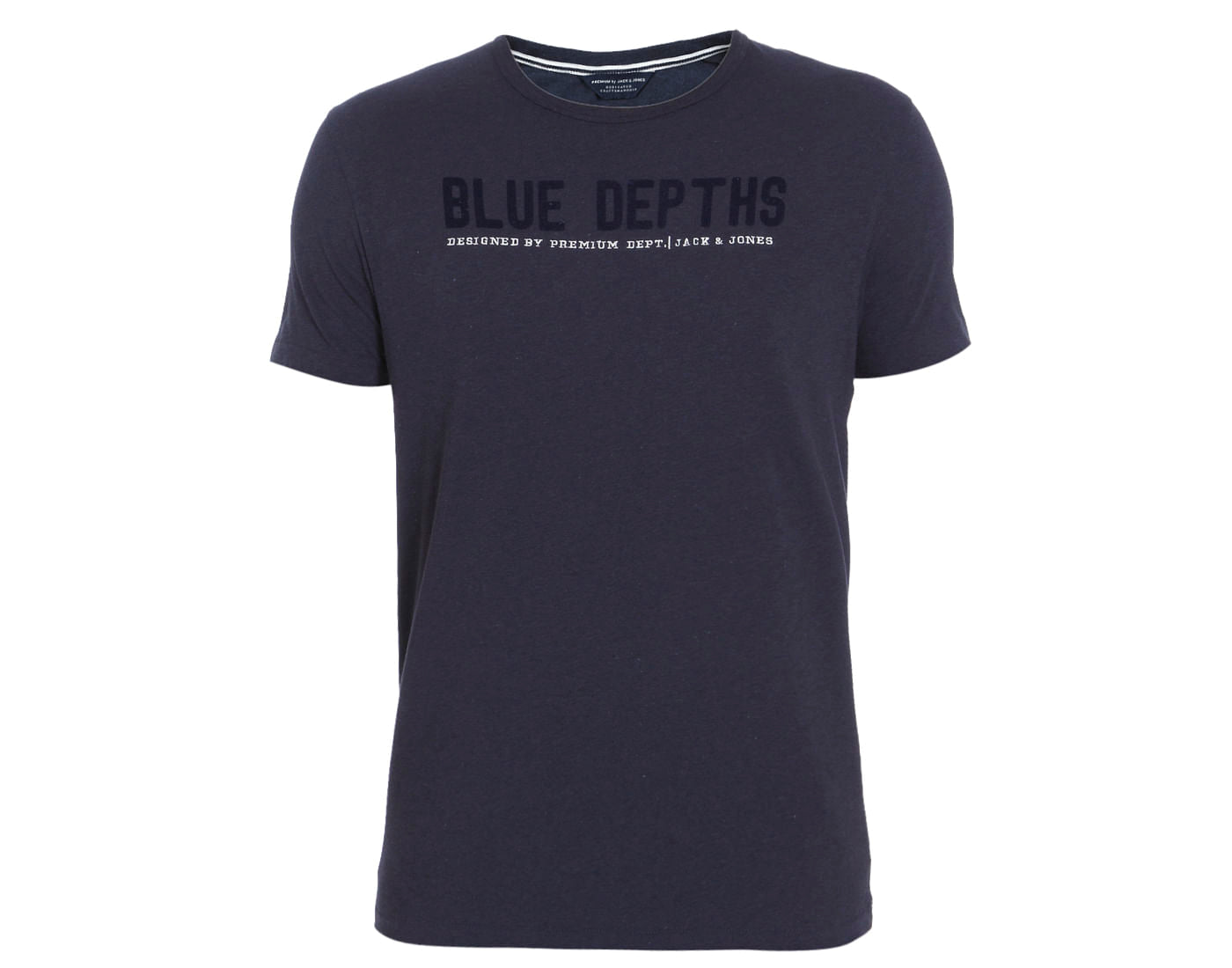 Blue Text Print Crew Neck T-Shirt