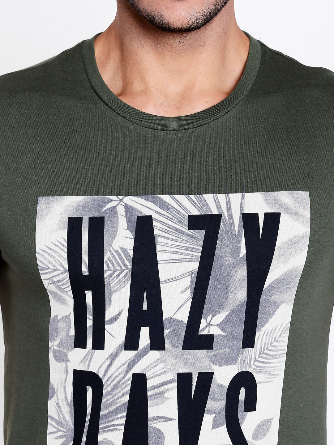 Green Graphic Print Crew Neck T-Shirt