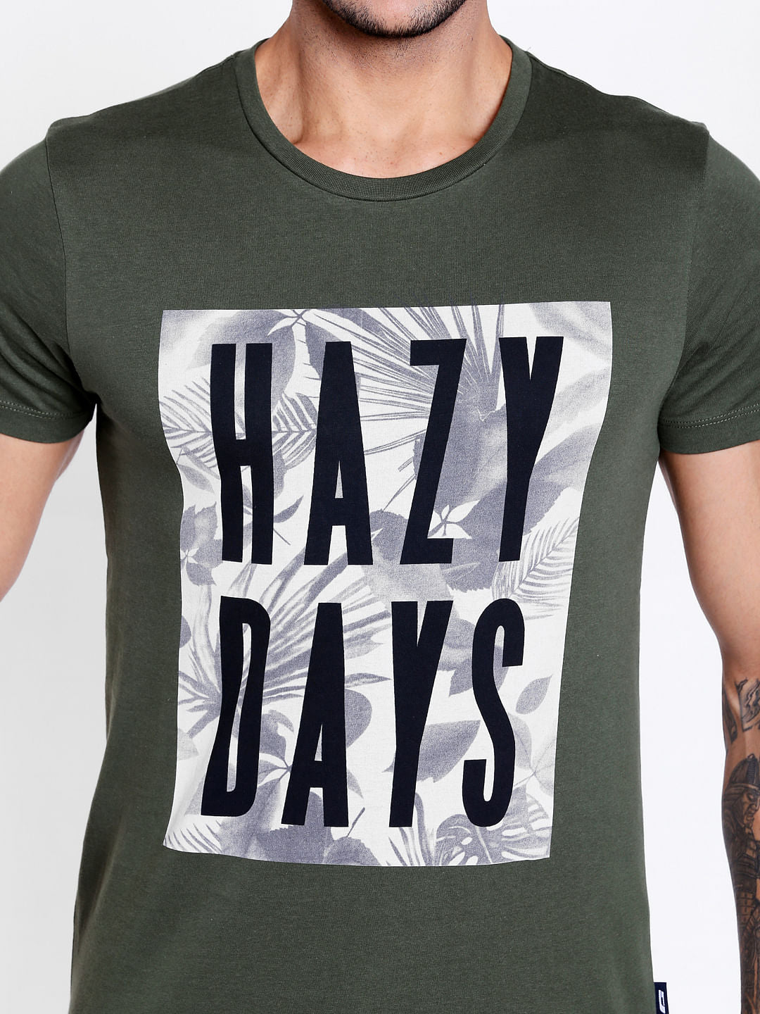 Green Graphic Print Crew Neck T-Shirt