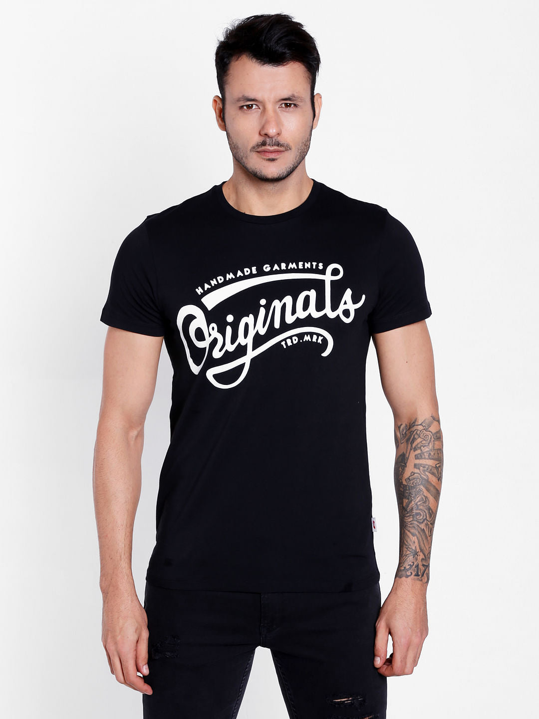 Blue Graphic Print Crew Neck T-Shirt - S