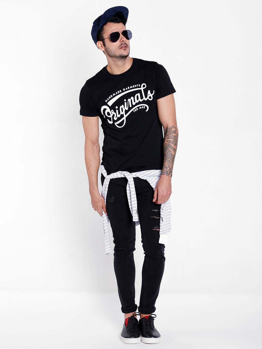 Blue Graphic Print Crew Neck T-Shirt