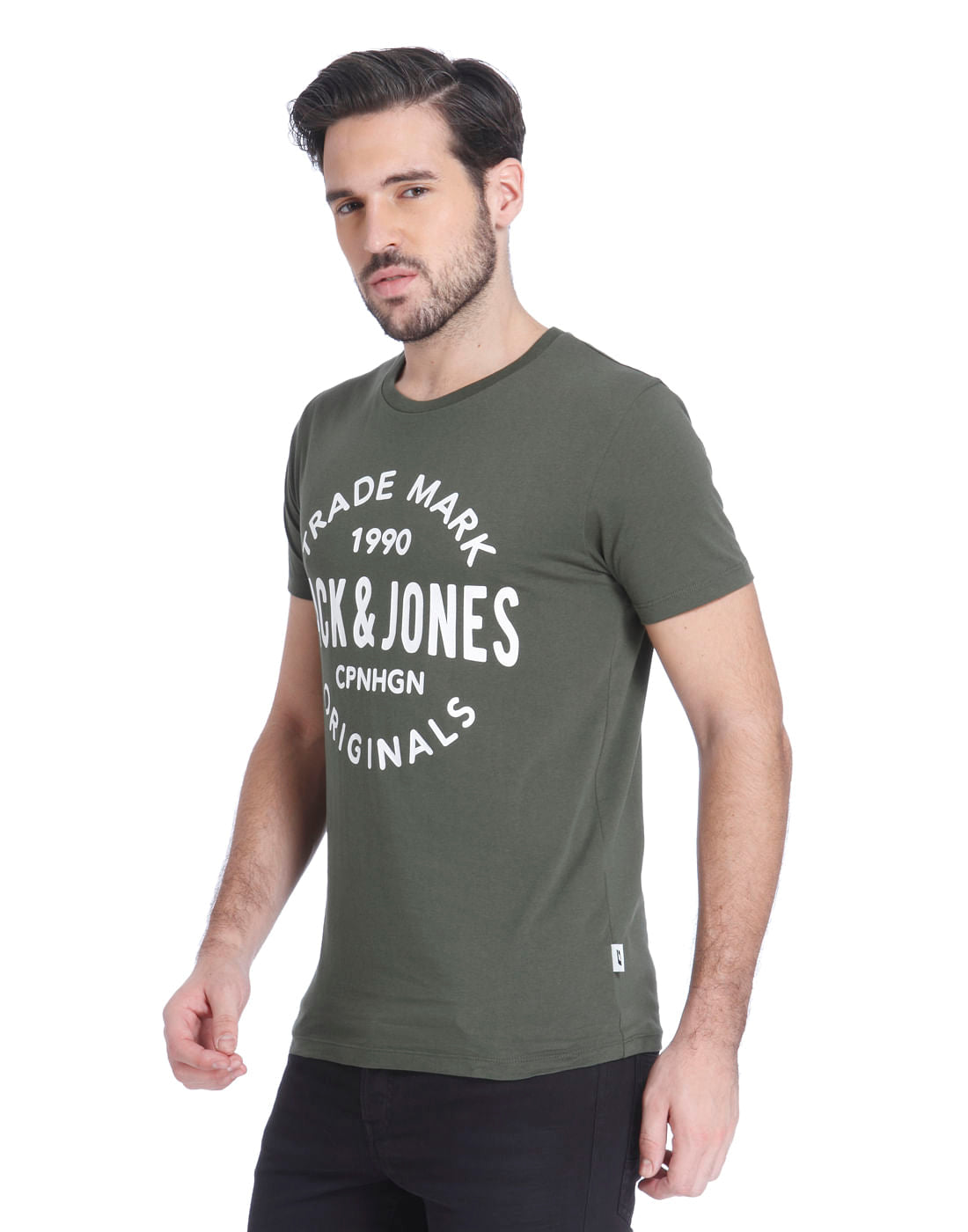 Green Logo Print Crew Neck T-Shirt
