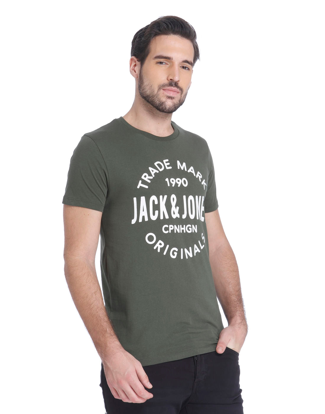 Green Logo Print Crew Neck T-Shirt
