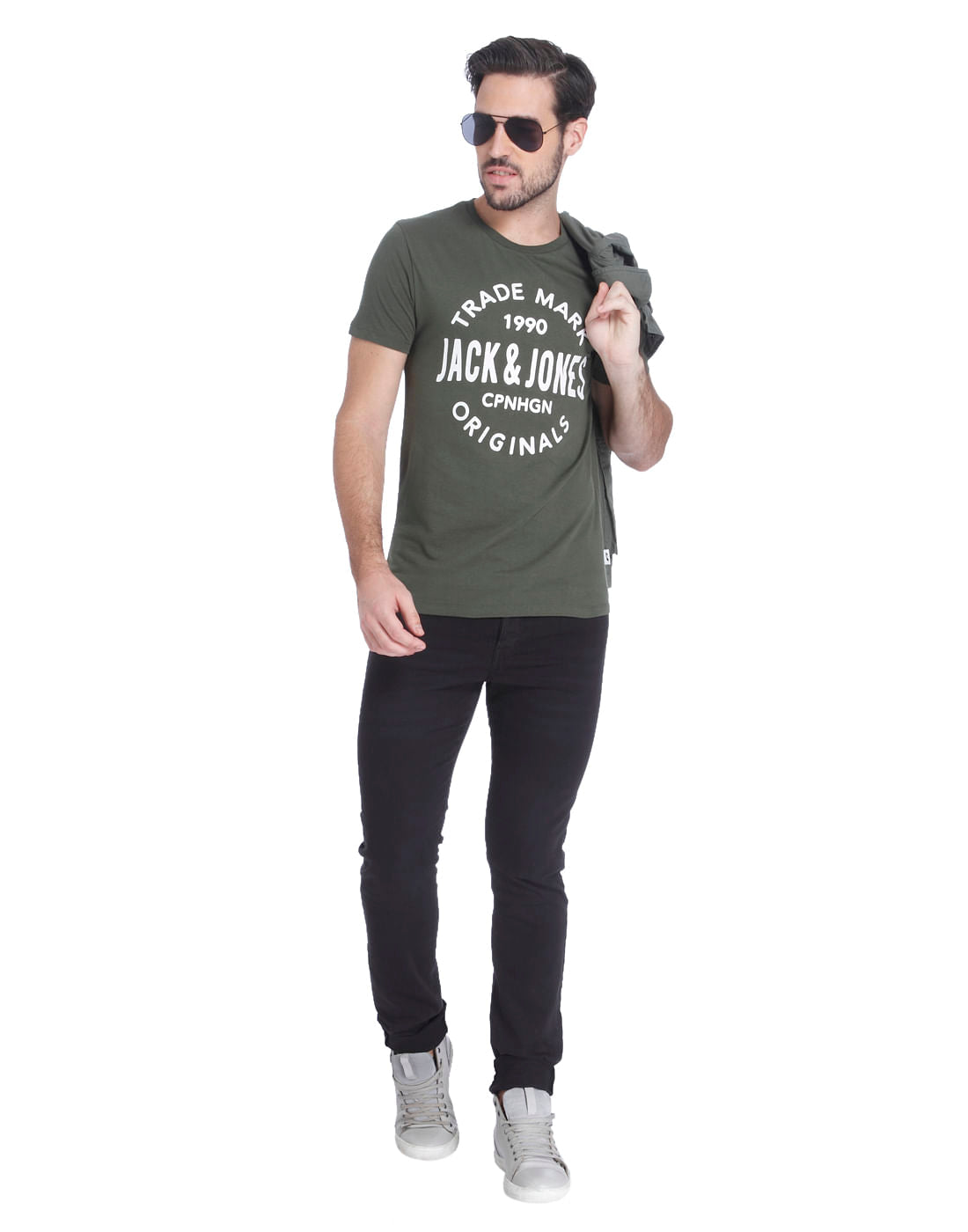 Green Logo Print Crew Neck T-Shirt