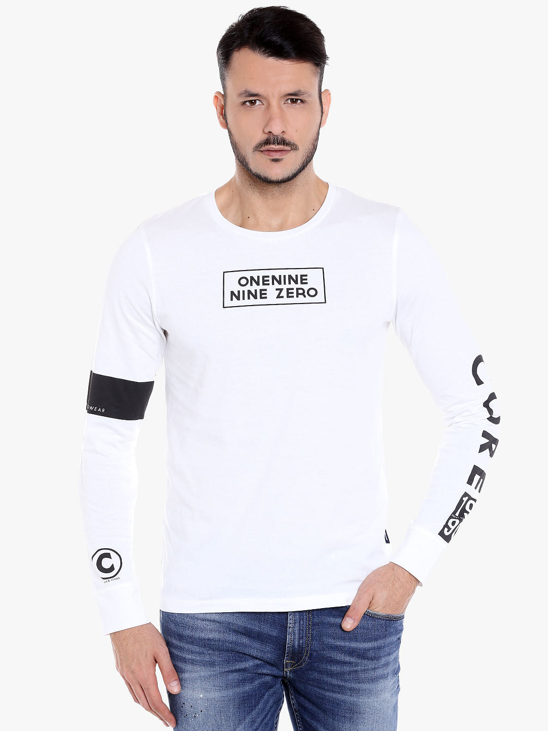 White Graphic Print Crew Neck T-Shirt - S