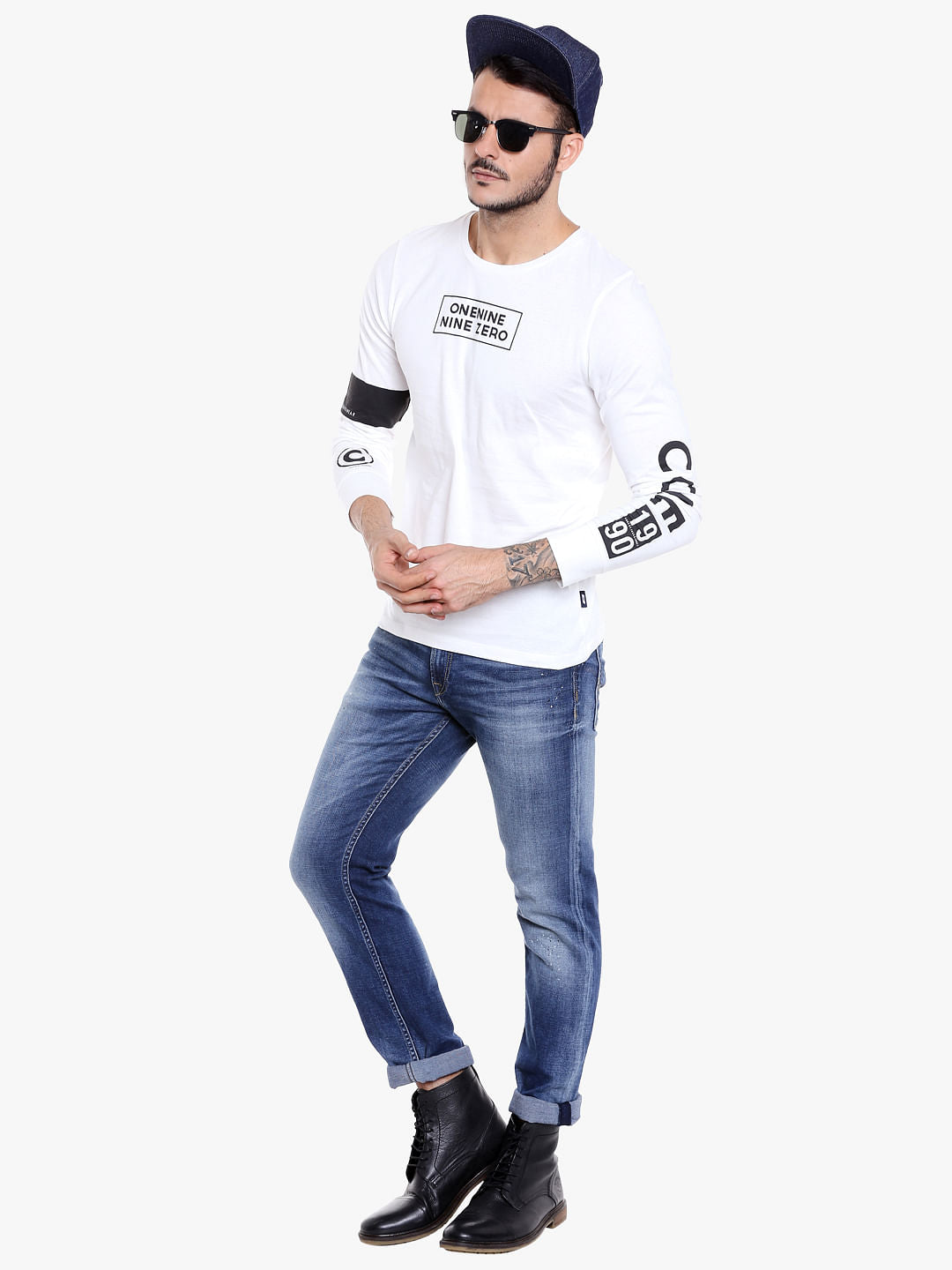 White Graphic Print Crew Neck T-Shirt