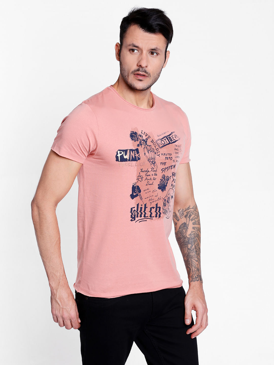 Pink Slogan Print Crew Neck T-Shirt