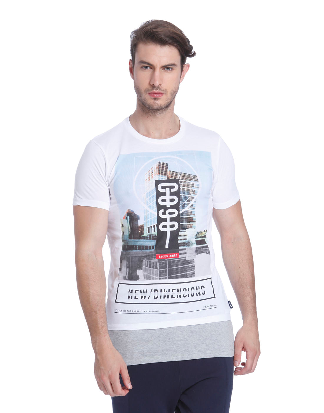 White Graphic Print Crew Neck T-Shirt - S