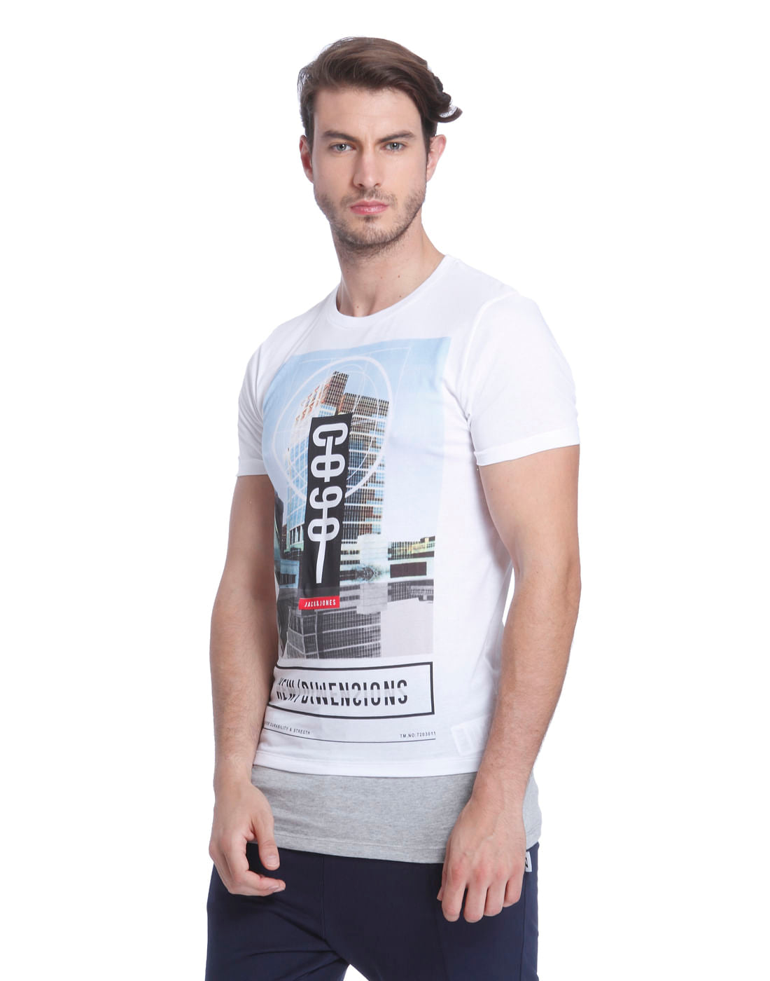 White Graphic Print Crew Neck T-Shirt