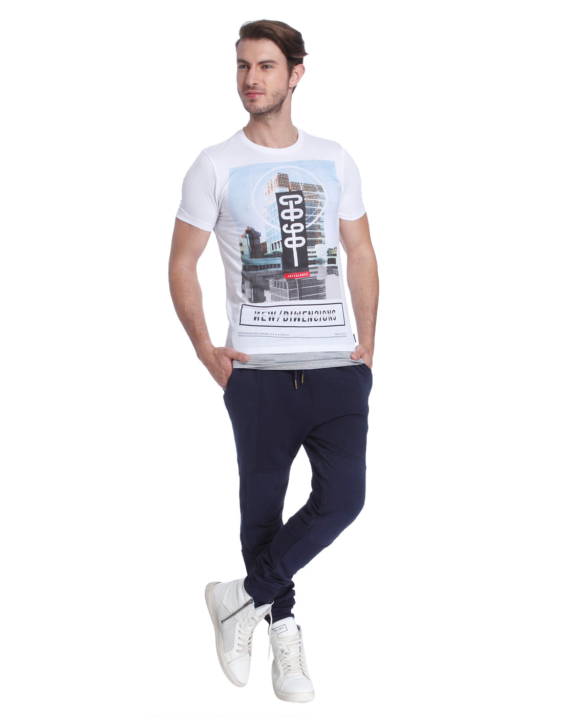White Graphic Print Crew Neck T-Shirt