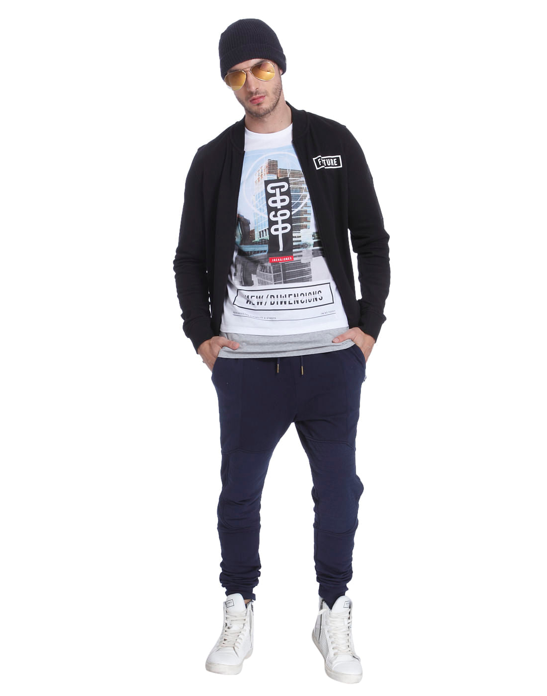 White Graphic Print Crew Neck T-Shirt