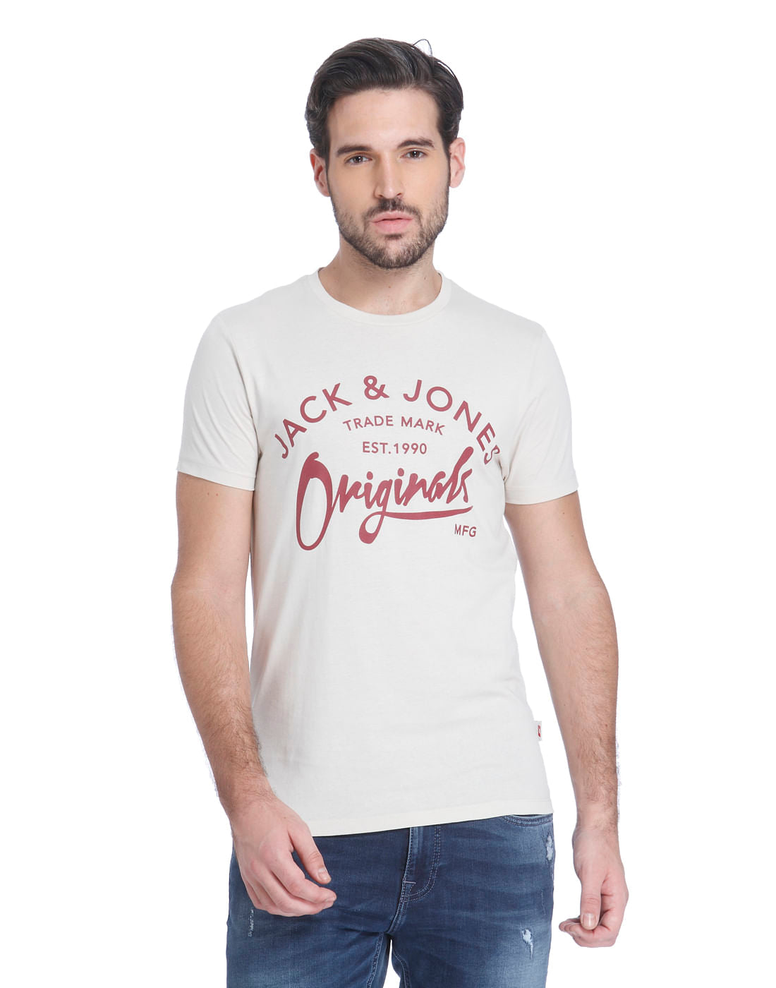 Off White Logo Print Crew Neck T-Shirt - S