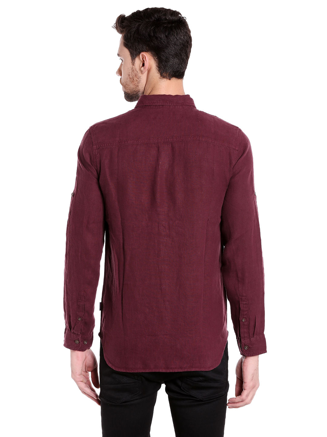Red Linen Slim Fit Shirt