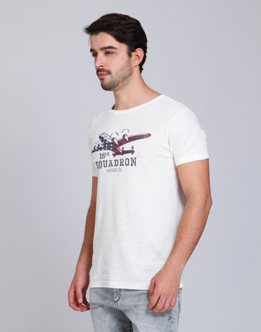 White Graphic Print Crew Neck T-Shirt