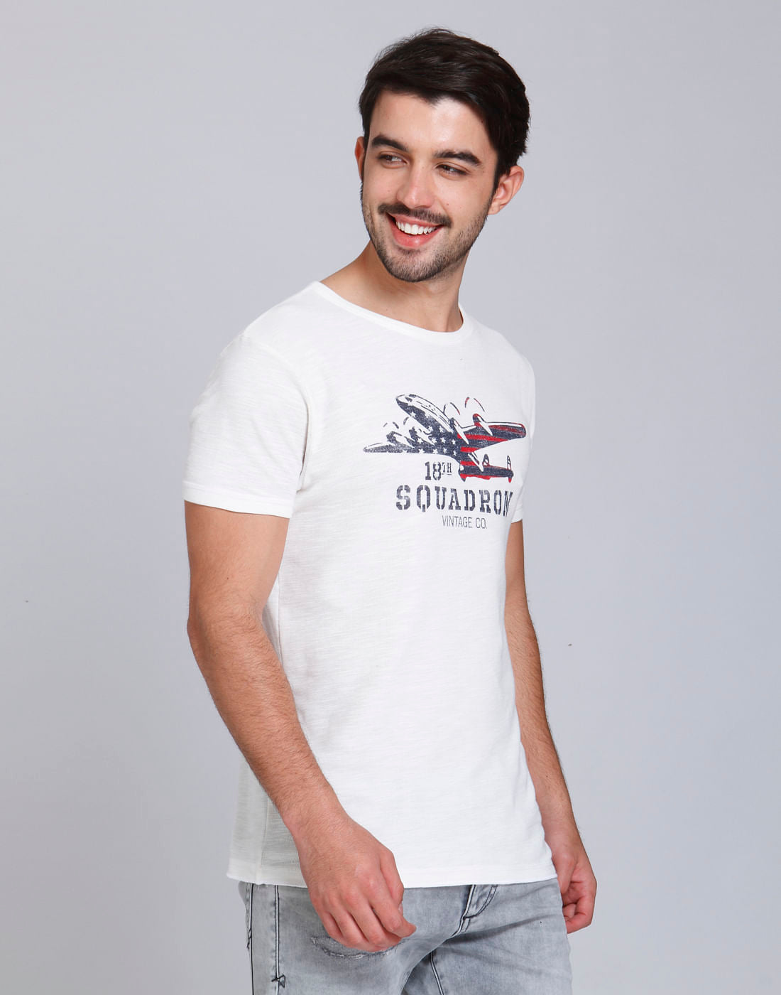 White Graphic Print Crew Neck T-Shirt