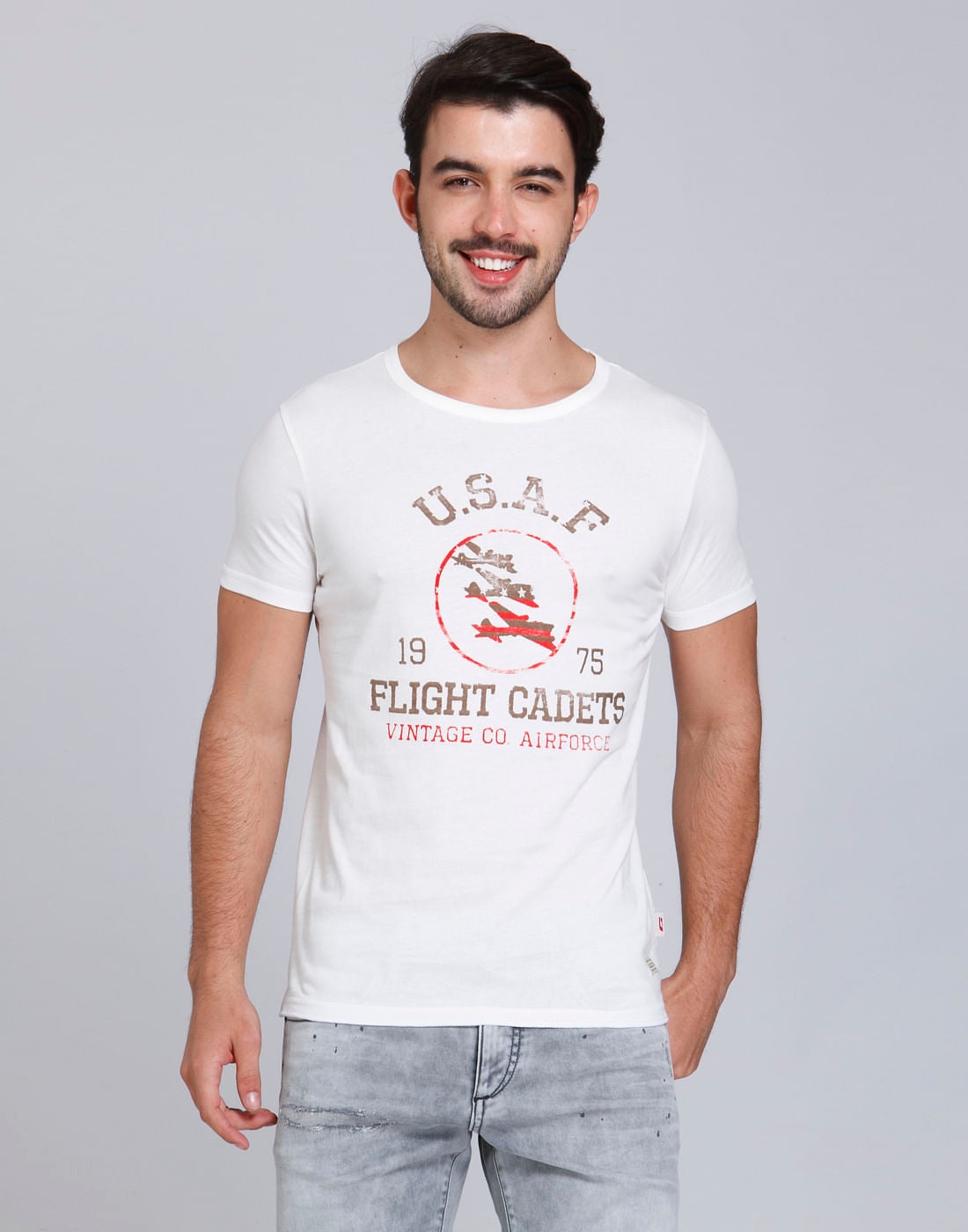 White Graphic Print Crew Neck T-Shirt - S