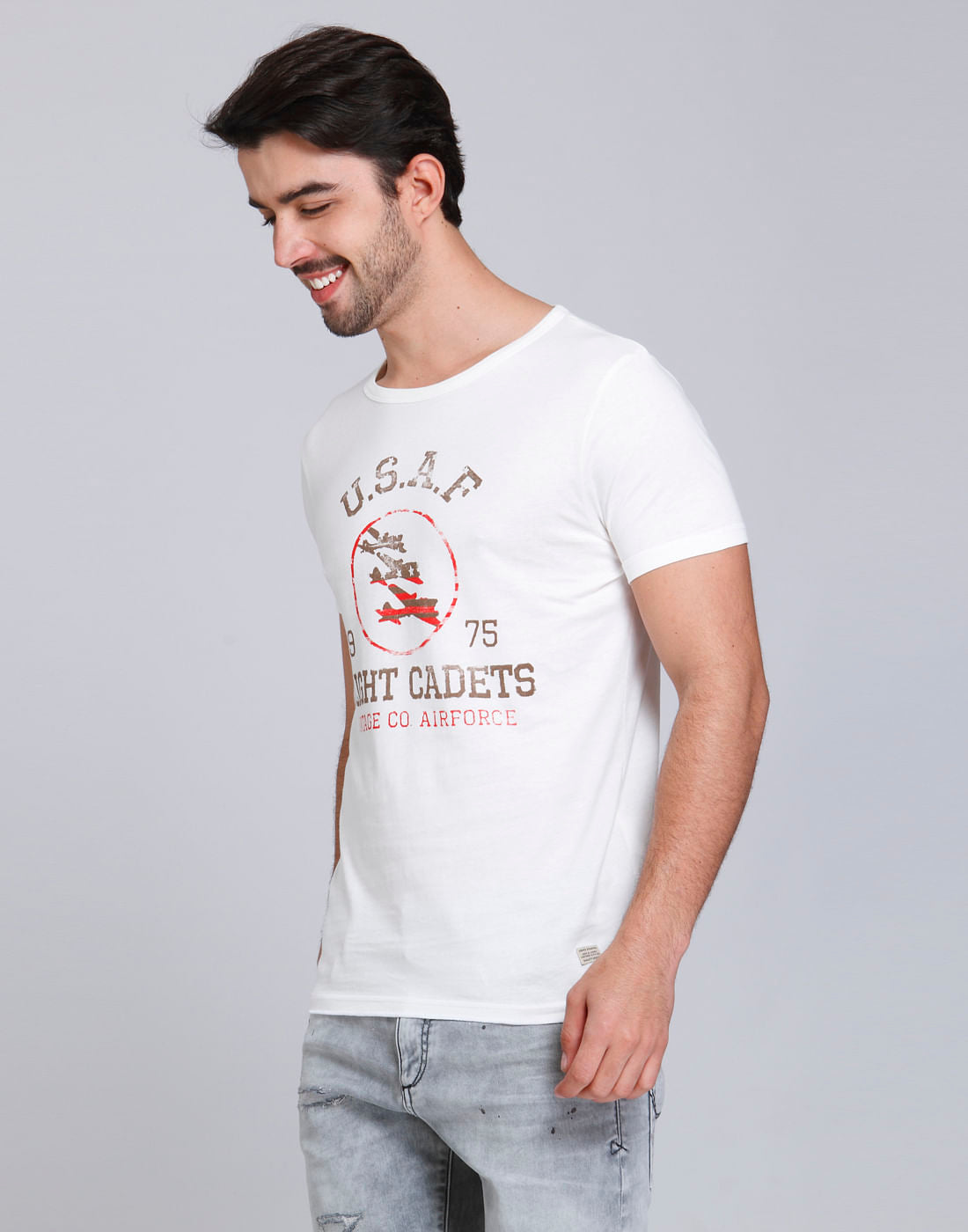 White Graphic Print Crew Neck T-Shirt