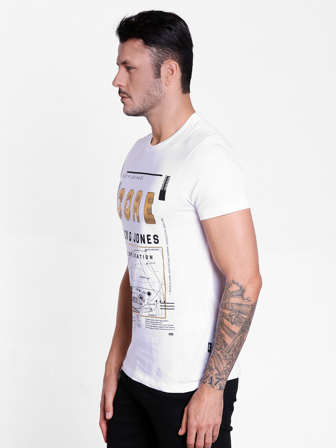 White Graphic Print Crew Neck T-Shirt