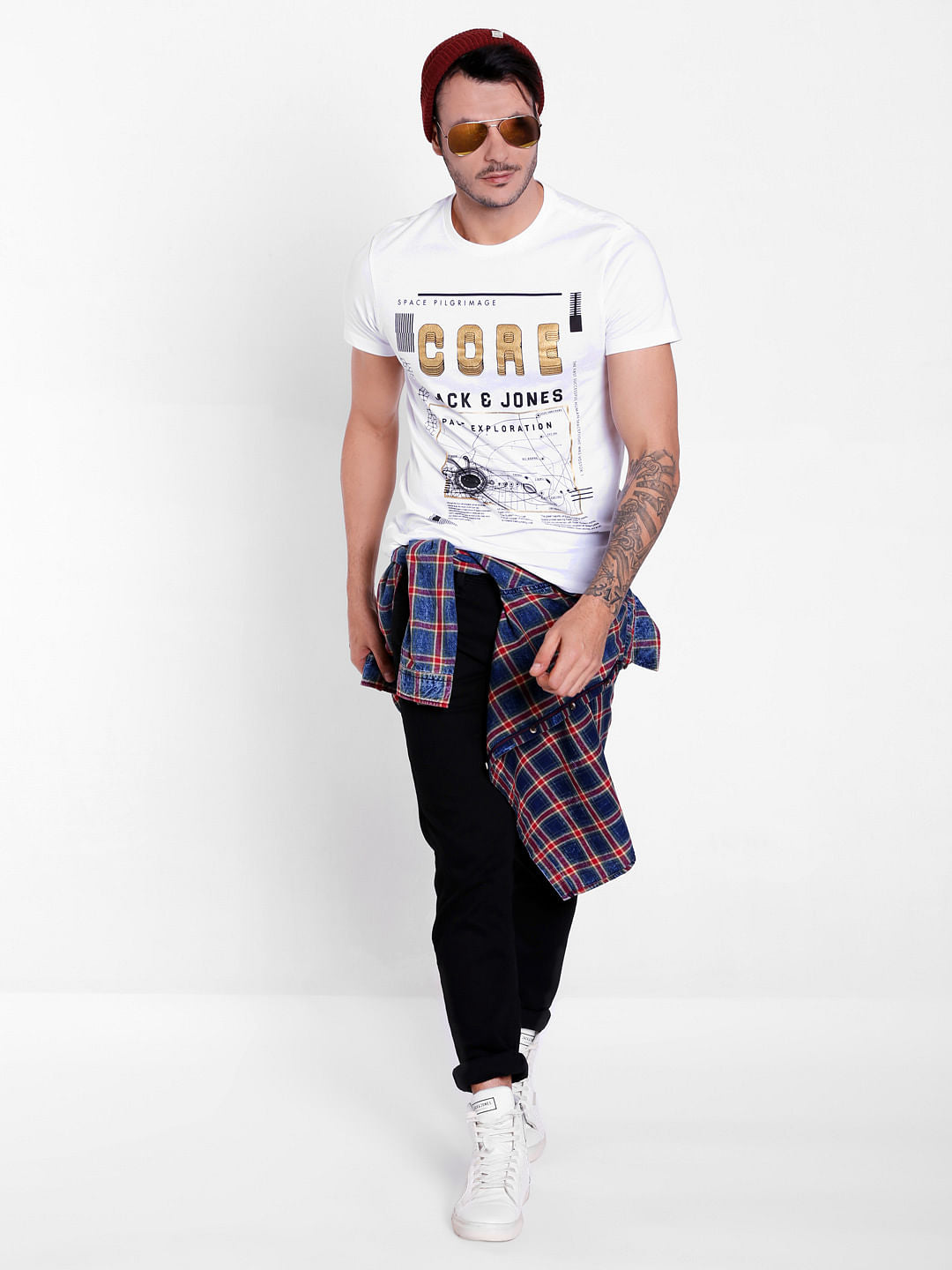White Graphic Print Crew Neck T-Shirt
