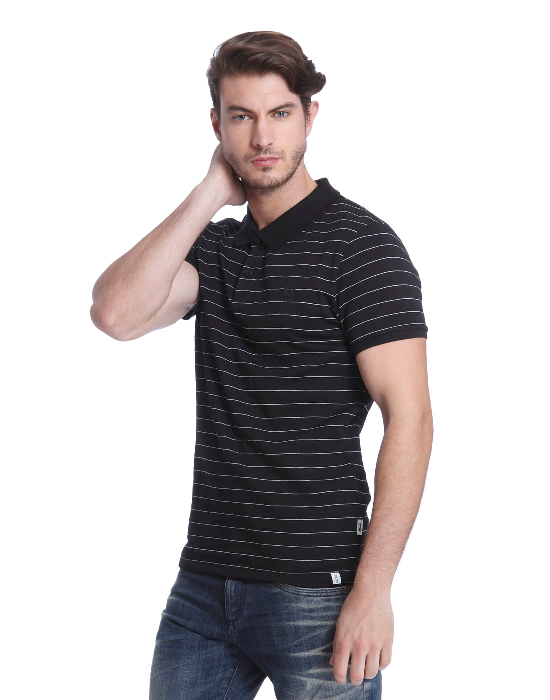 Black Striped Polo T-Shirt