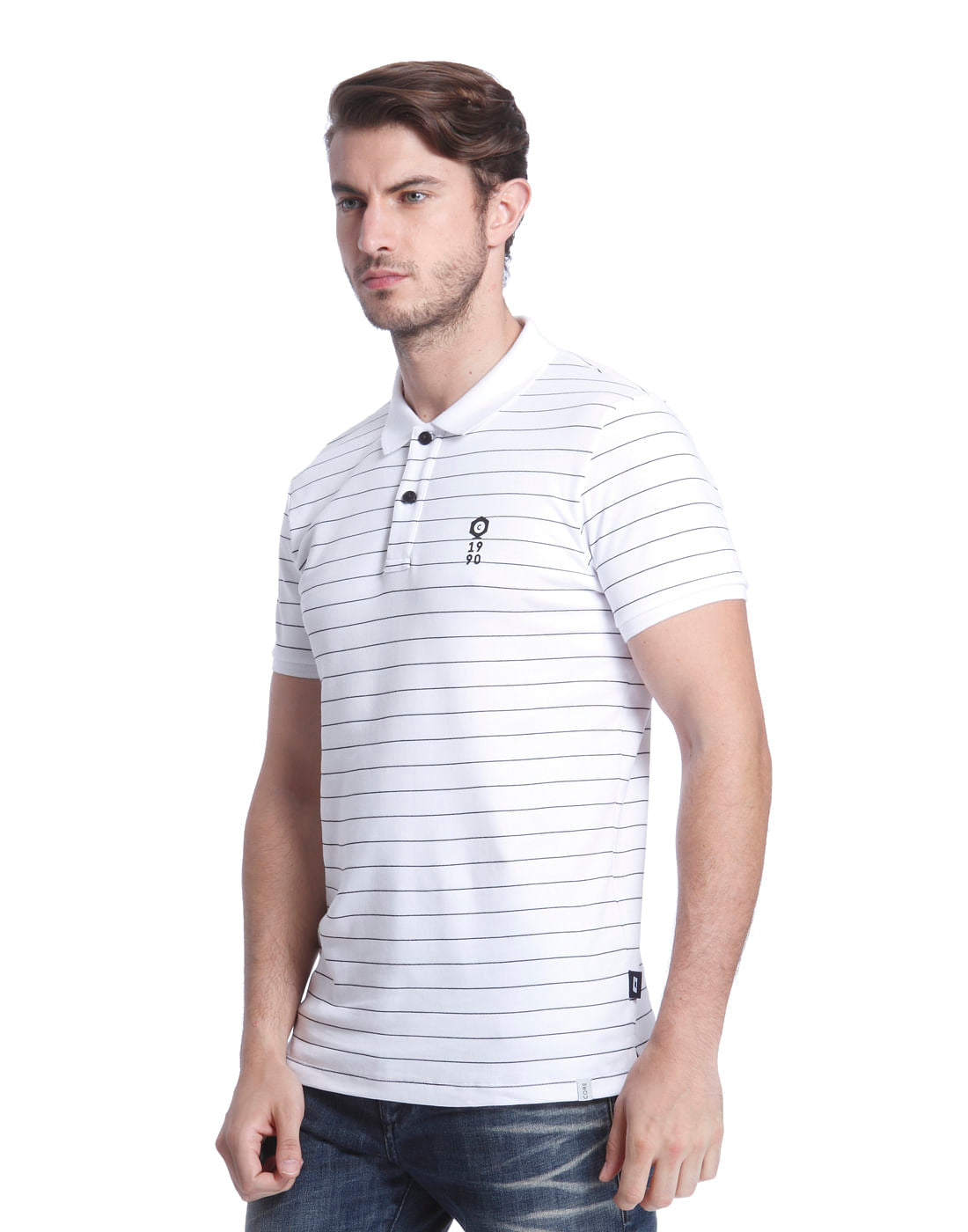White Striped Polo T-Shirt