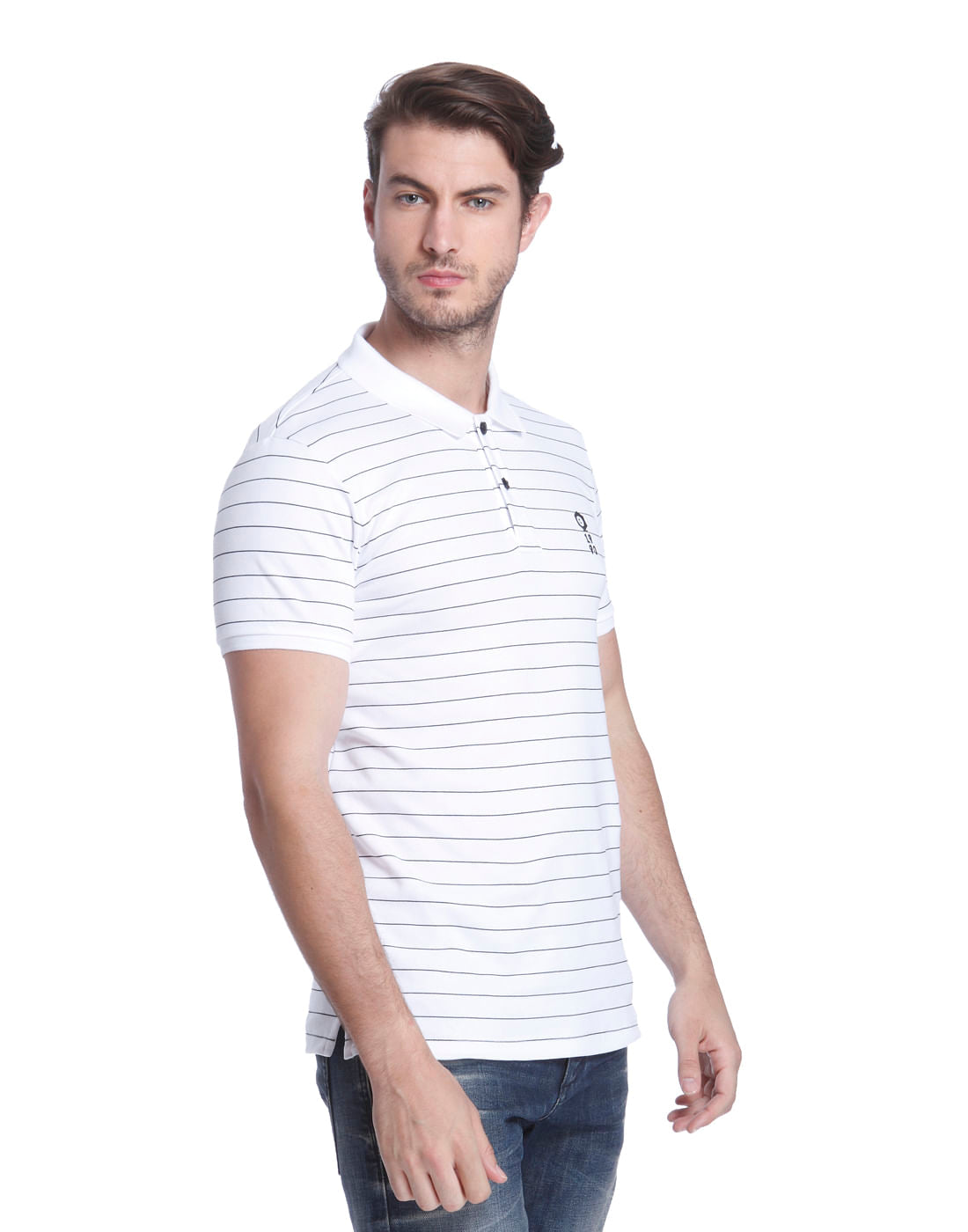 White Striped Polo T-Shirt