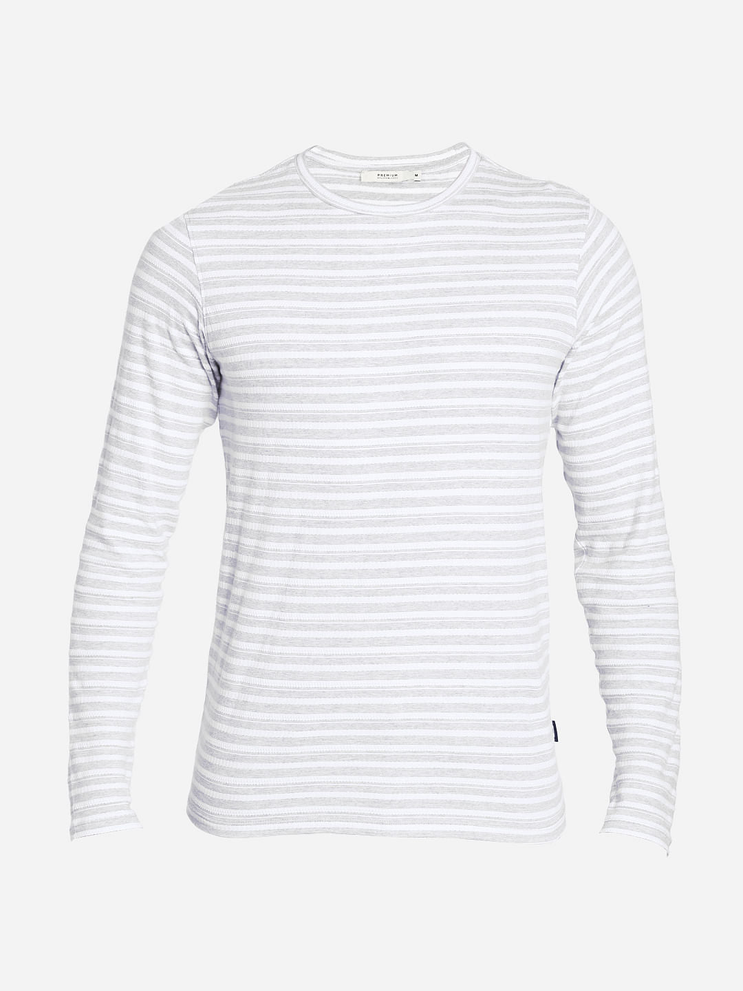 White Jacquard Crew Neck T-Shirt