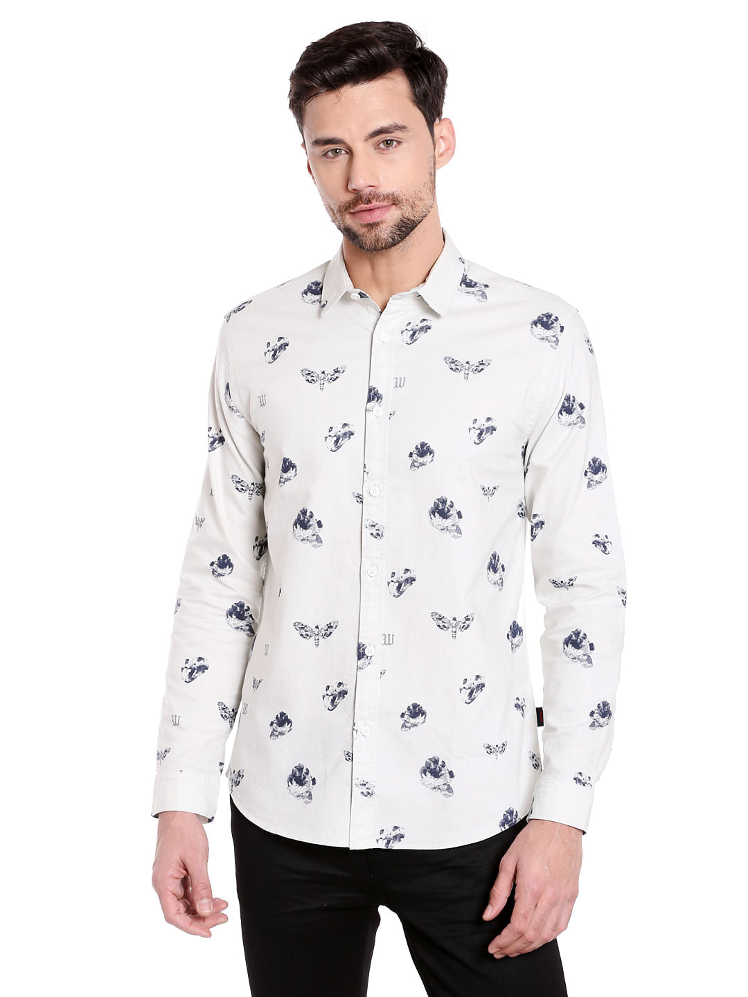 Off White Dragonfly Print Slim Fit Shirt - S