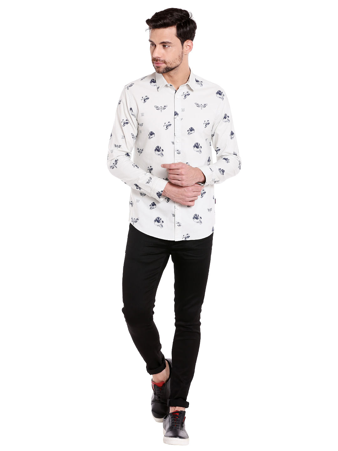 Off White Dragonfly Print Slim Fit Shirt