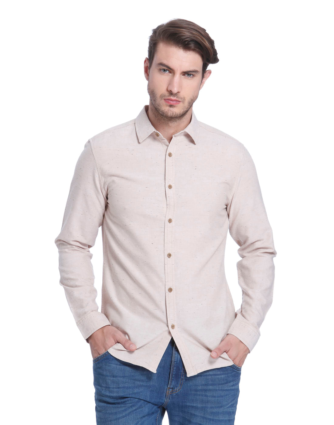 Beige Slim Fit Shirt - S