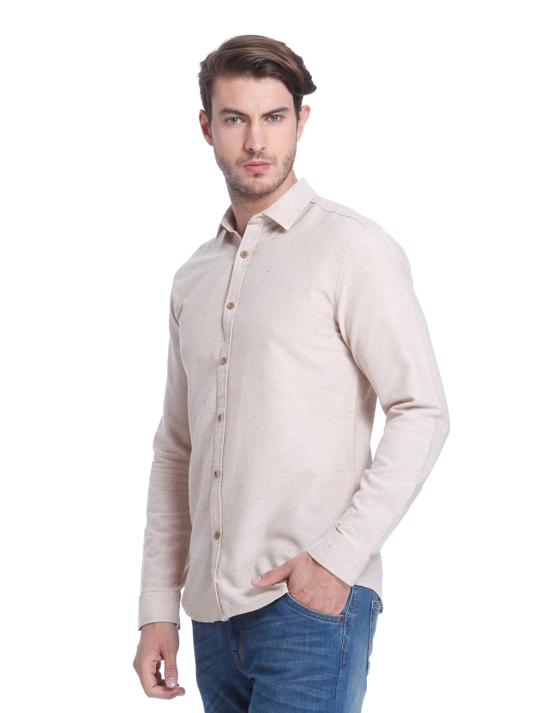 Beige Slim Fit Shirt