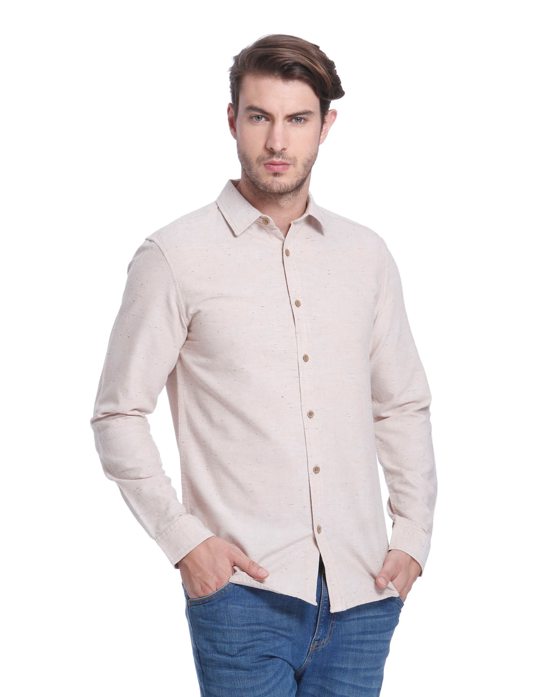 Beige Slim Fit Shirt
